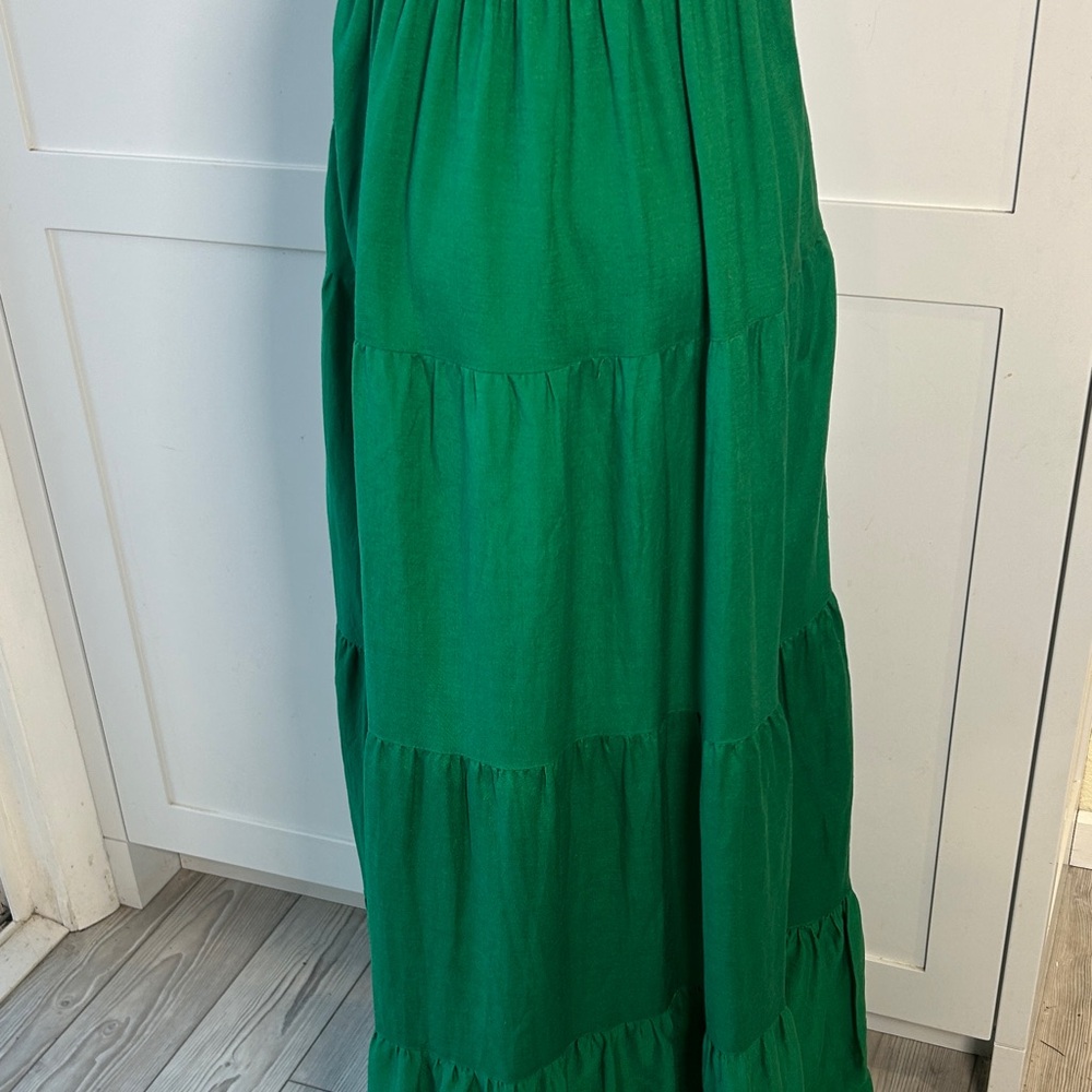 Jason Wu Emerald Green Ruffled V-Neck Tiered Maxi Dress Women’s Size Medium - Picture 7 of 11